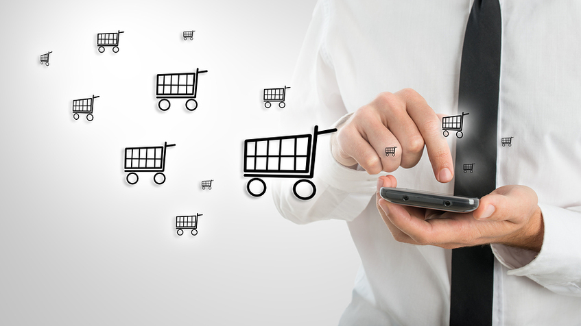 Person shopping on there mobile phone.